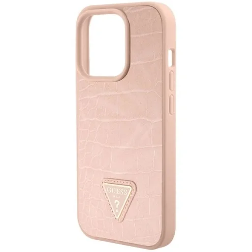 Guess Croco Triangle Metal Logo tok iPhone 15 Pro - rózsaszín - 7