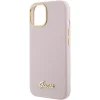 Guess Szilikon Script Fém Logó & Keret tok iPhone 15-hez - rózsaszín - 6