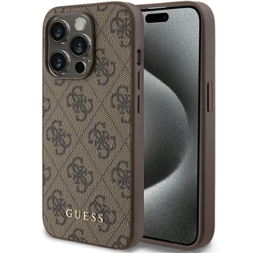 Guess 4G Metal Gold Logo tok iPhone 15 Pro - barna - 1
