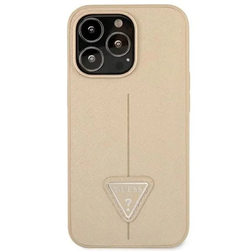 Guess GUHCP14XPSATLE iPhone 14 Pro Max 6,7" beige / bézs tok SaffianoTriangle Logo - 3