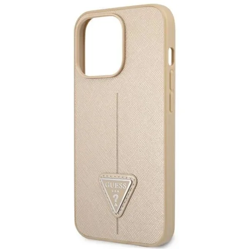 Guess GUHCP14XPSATLE iPhone 14 Pro Max 6,7" beige / bézs tok SaffianoTriangle Logo - 6