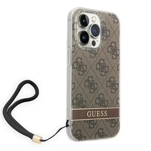 Guess GUOHCP14LH4STW iPhone 14 Pro 6.1" barna / barna keménytok 4G Prémium Pánt tok - 3