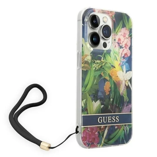 Guess GUOHCP14XHFLSB iPhone 14 Pro Max 6.7 "kék / kék keménytok Virág Pánt - 3