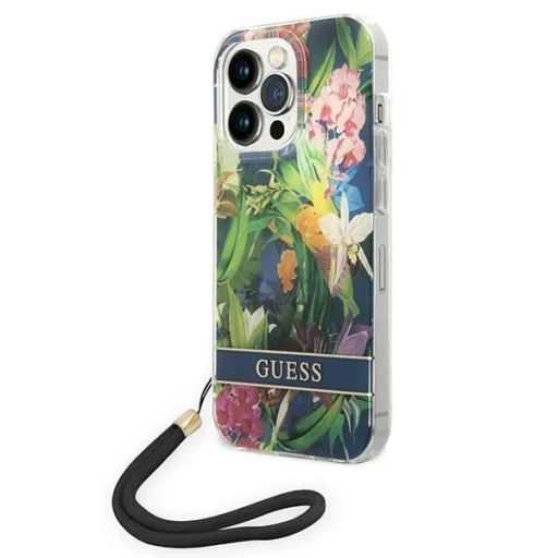 Guess GUOHCP14XHFLSB iPhone 14 Pro Max 6.7 "kék / kék keménytok Virág Pánt - 1