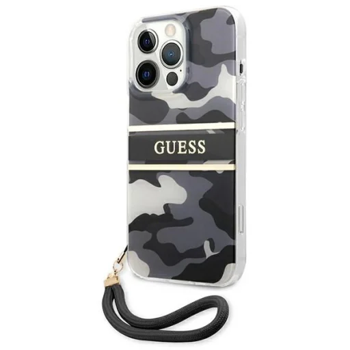 Guess GUHCP13XKCABBK iPhone 13 Pro Max 6.7" fekete/fekete kemény tok Camo Strap Collection - 2