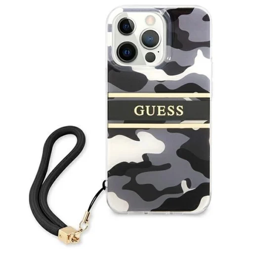 Guess GUHCP13XKCABBK iPhone 13 Pro Max 6.7" fekete/fekete kemény tok Camo Strap Collection - 3