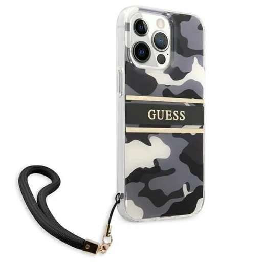 Guess GUHCP13XKCABBK iPhone 13 Pro Max 6.7" fekete/fekete kemény tok Camo Strap Collection - 4