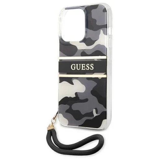 Guess GUHCP13XKCABBK iPhone 13 Pro Max 6.7" fekete/fekete kemény tok Camo Strap Collection - 6