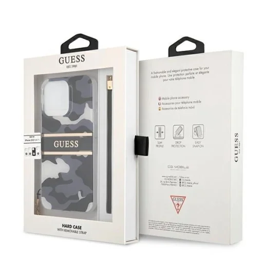 Guess GUHCP13XKCABBK iPhone 13 Pro Max 6.7" fekete/fekete kemény tok Camo Strap Collection - 8