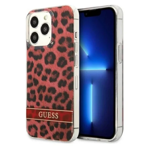Guess GUHCP13LHSLEOR iPhone 13 Pro piros/piros kemény tok Leopard - 1