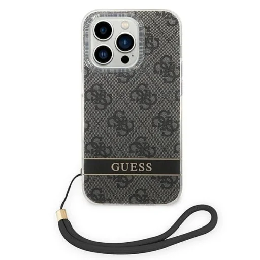 Guess GUOHCP14LH4STK iPhone 14 Pro 6.1" fekete / fekete kemény tok 4G Print Strap - 2
