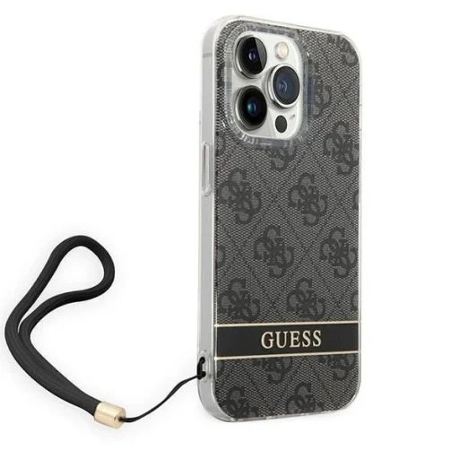 Guess GUOHCP14LH4STK iPhone 14 Pro 6.1" fekete / fekete kemény tok 4G Print Strap - 3