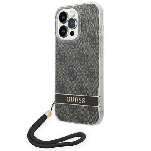 Guess GUOHCP14LH4STK iPhone 14 Pro 6.1" fekete / fekete kemény tok 4G Print Strap - 1