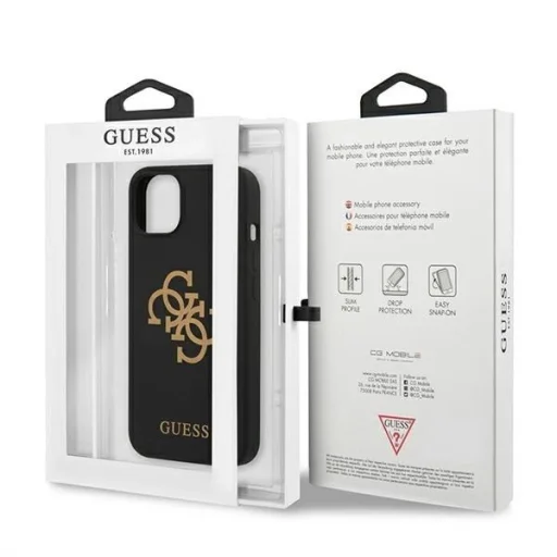 Guess GUHCP13SLS4GGBK iPhone 13 mini 5.4" fekete/fekete kemény tok Szilikon 4G Logó tok - 8