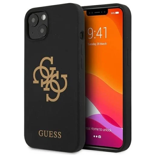 Guess GUHCP13SLS4GGBK iPhone 13 mini 5.4" fekete/fekete kemény tok Szilikon 4G Logó tok - 1