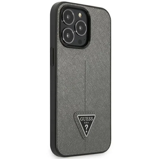 Guess GUHCP14LPSATLG iPhone 14 Pro 6.1" ezüst / ezüst kemény tok SaffianoTriangle Logo tok - 4