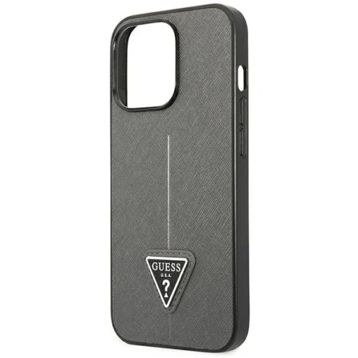 Guess GUHCP14LPSATLG iPhone 14 Pro 6.1" ezüst / ezüst kemény tok SaffianoTriangle Logo tok - 6