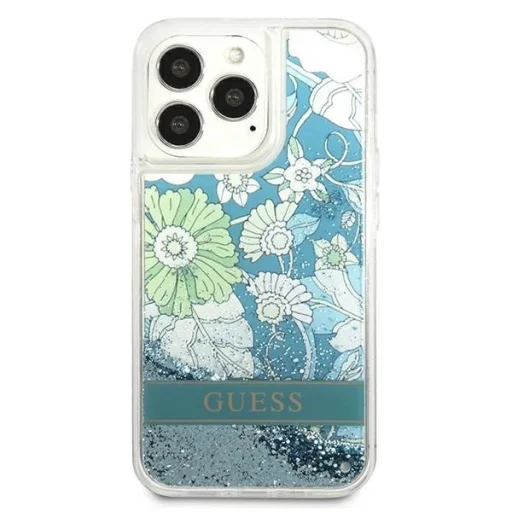 Guess GUHCP13XLFLSN iPhone 13 Pro Max 6.7" zöld/zöld kemény tok Flower Liquid Glitter - 3