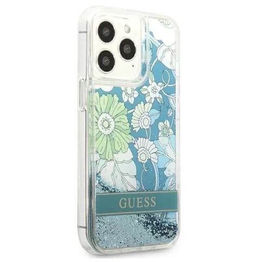 Guess GUHCP13XLFLSN iPhone 13 Pro Max 6.7" zöld/zöld kemény tok Flower Liquid Glitter - 4