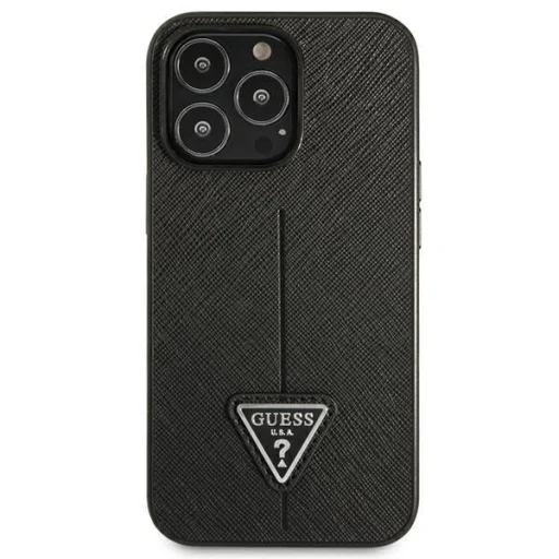 Guess GUHCP14LPSATLK iPhone 14 Pro 6.1" fekete/fekete keménytok SaffianoTriangle Logo tok - 3