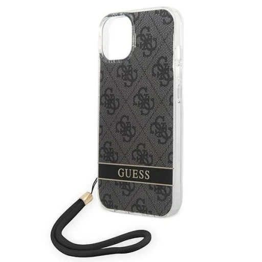 Guess GUOHCP14MH4STK iPhone 14 Plus 6.7" fekete / fekete keménytok 4G Print Strap - 4