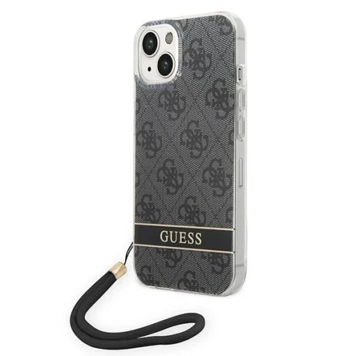Guess GUOHCP14MH4STK iPhone 14 Plus 6.7" fekete / fekete keménytok 4G Print Strap - 1