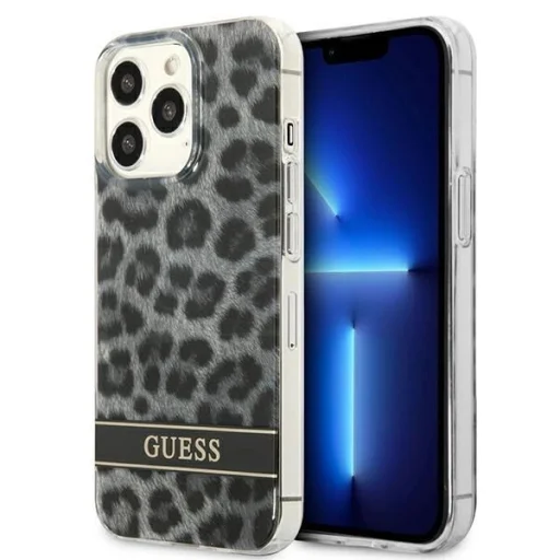 Guess GUHCP13LHSLEOK iPhone 13 Pro szürke/szürke kemény tok Leopárd tok - 1