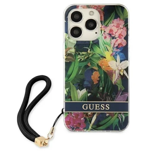 Guess GUHCP13LHFLSB iPhone 13 Pro hardcase Flower Strap tok - 3