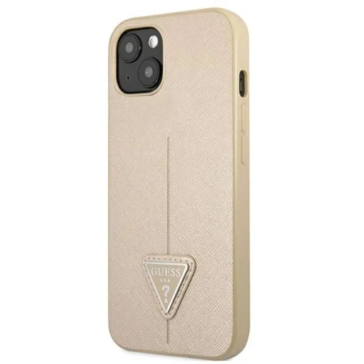Guess GUHCP13SPSATLE iPhone 13 mini 5,4" bézs / keménytok SaffianoTriangle logóval tok - 2