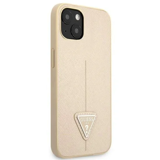 Guess GUHCP13SPSATLE iPhone 13 mini 5,4" bézs / keménytok SaffianoTriangle logóval tok - 4