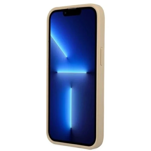 Guess GUHCP13SPSATLE iPhone 13 mini 5,4" bézs / keménytok SaffianoTriangle logóval tok - 5