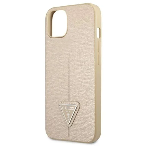 Guess GUHCP13SPSATLE iPhone 13 mini 5,4" bézs / keménytok SaffianoTriangle logóval tok - 6