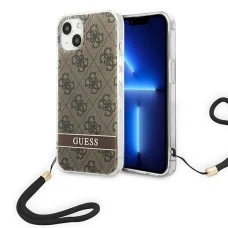 Guess GUOHCP14MH4STW iPhone 14 Plus 6.7" barna / barna kemény tok 4G Print Strap tok