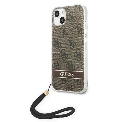 Guess GUOHCP14MH4STW iPhone 14 Plus 6.7" barna / barna kemény tok 4G Print Strap tok - 2