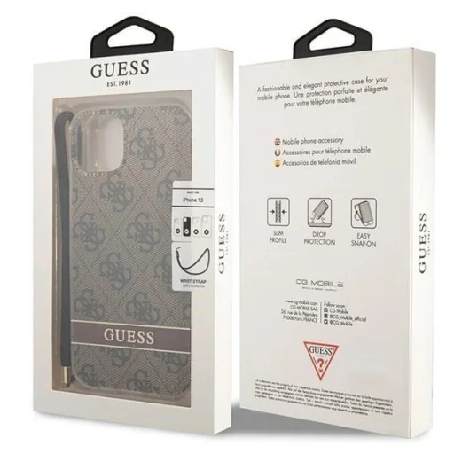 Guess GUOHCP14MH4STW iPhone 14 Plus 6.7" barna / barna kemény tok 4G Print Strap tok - 8