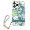 Guess GUHCP13LHFLSN iPhone 13 Pro zöld/zöld keménytok Flower Strap tok - 3