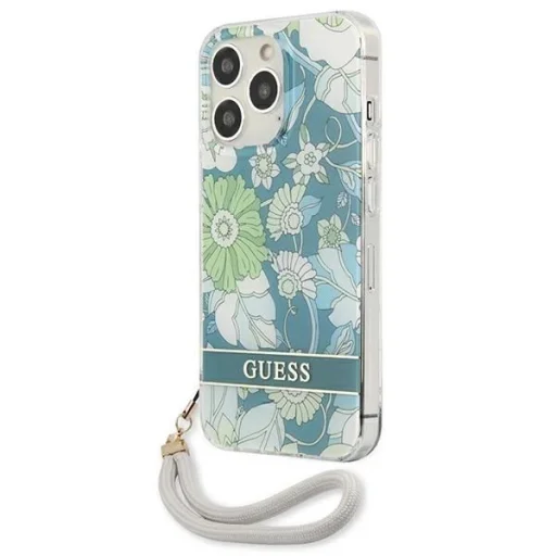 Guess GUHCP13XHFLSN iPhone 13 Pro Max 6.7" zöld/zöld kemény tok Flower Strap - 2