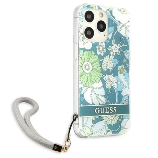 Guess GUHCP13XHFLSN iPhone 13 Pro Max 6.7" zöld/zöld kemény tok Flower Strap - 4