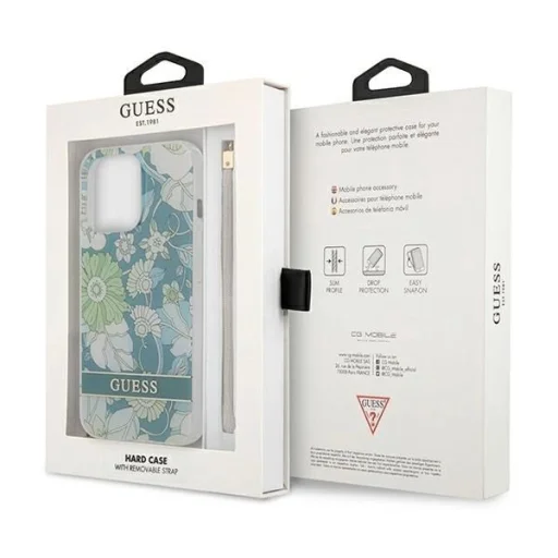 Guess GUHCP13XHFLSN iPhone 13 Pro Max 6.7" zöld/zöld kemény tok Flower Strap - 8