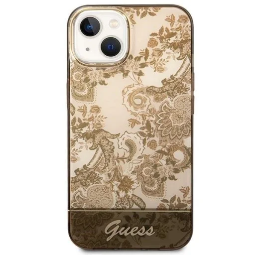Guess GUHCP14MHGPLHC iPhone 14 Plus 6.7" okkersárga Porcelain Collection tok - 3