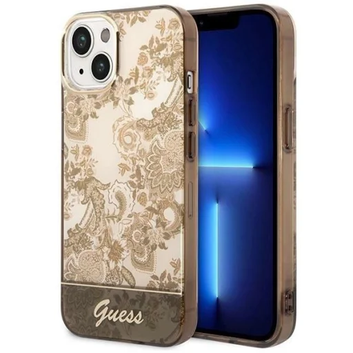 Guess GUHCP14MHGPLHC iPhone 14 Plus 6.7" okkersárga Porcelain Collection tok - 1