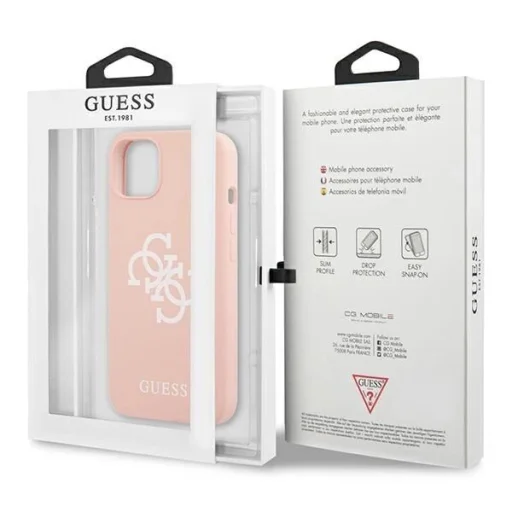 Guess GUHCP13SLS4GWPI iPhone 13 mini 5.4" rózsaszín/rozsaszin tok hard case Silicone 4G Logo - 8
