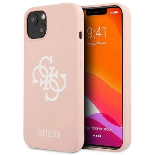 Guess GUHCP13SLS4GWPI iPhone 13 mini 5.4" rózsaszín/rozsaszin tok hard case Silicone 4G Logo - 1