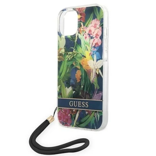 Guess GUOHCP14MHFLSB iPhone 14 Plus 6,7" kék / kék keménytok virágos pánttal - 5