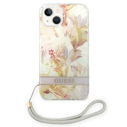 Guess GUOHCP14MHFLSU iPhone 14 Plus 6.7 lila / lila kemény tok Flower Strap tok - 2