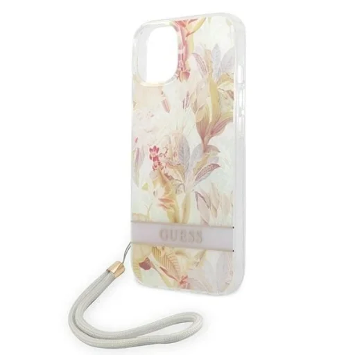 Guess GUOHCP14MHFLSU iPhone 14 Plus 6.7 lila / lila kemény tok Flower Strap tok - 5