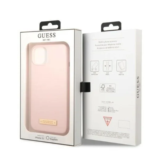Guess GUHMP13SSBPLP iPhone 13 mini 5.4" pink/pink kemény tok Silicone Logo Plate MagSafe tok - 8