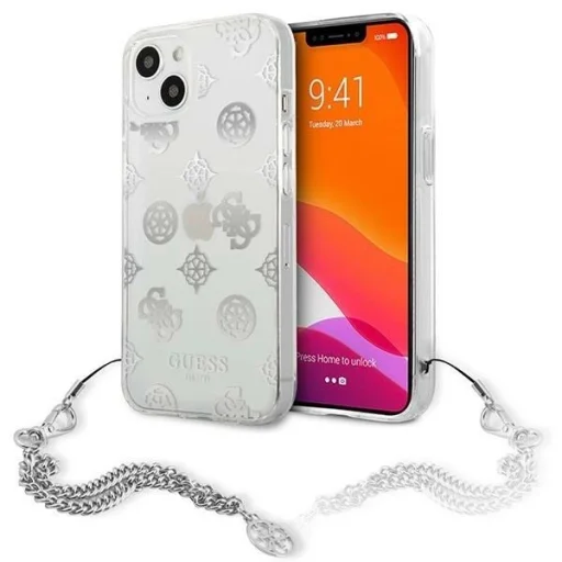Guess GUHCP13SKPESI iPhone 13 mini 5.4" ezüst/ezüst telefontok Peony Chain Collection tok - 1