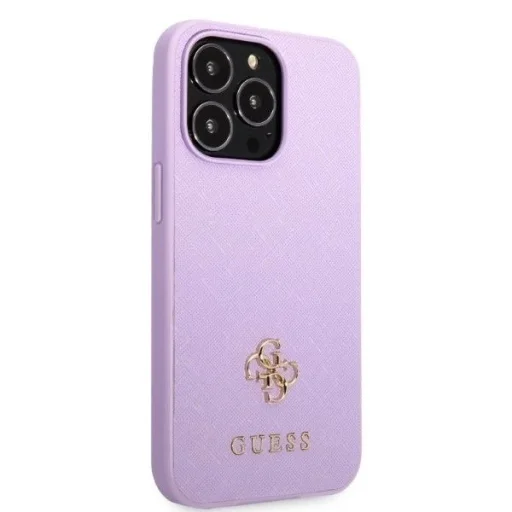 Guess GUHCP13LPS4MU iPhone 13 Pro lila/lila kemény tok Saffiano 4G Kis Fém Logós - 4
