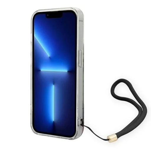 Guess GUOHCP14LHFLSB iPhone 14 Pro 6.1" kék / kék keménytok Flower Strap tok - 4